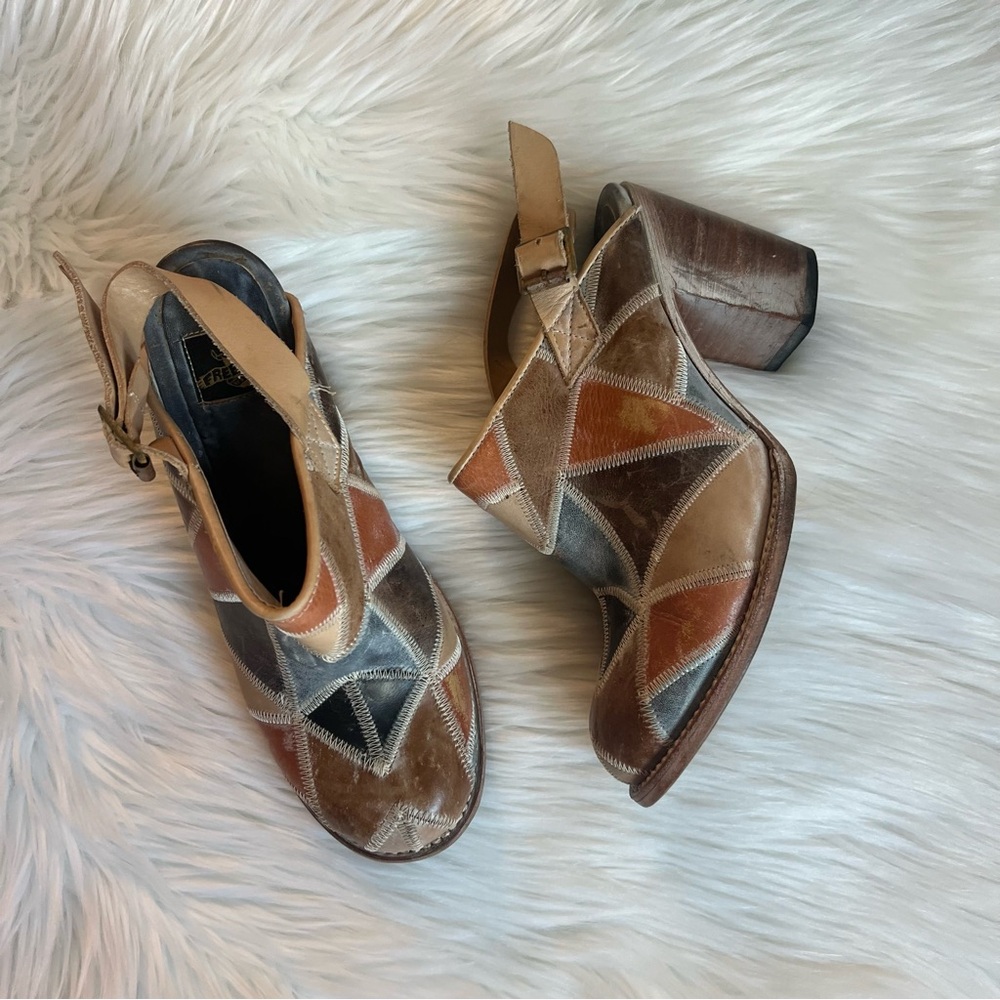 Freebird By Steven Patchwork Leather Mule Clogs Size 10 - Picture 2 of 9